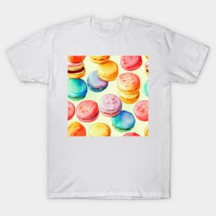 Watercolor dessert french macaron pattern T-Shirt